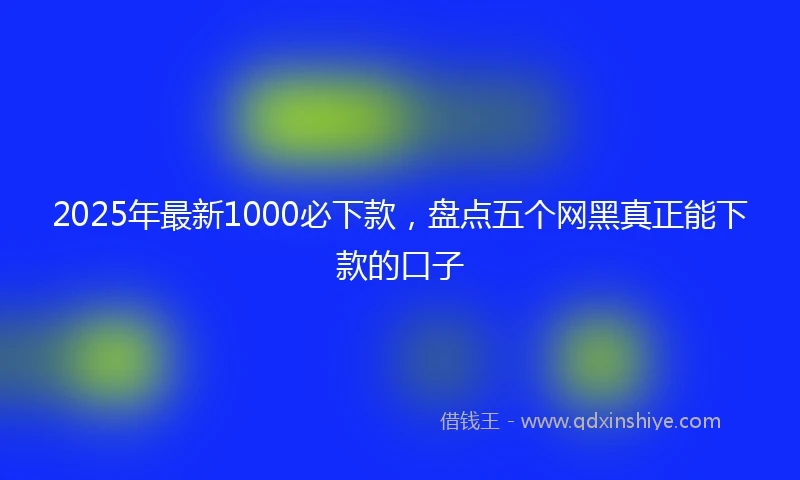 2025年最新1000必下款，盘点五个网黑真正能下款的口子