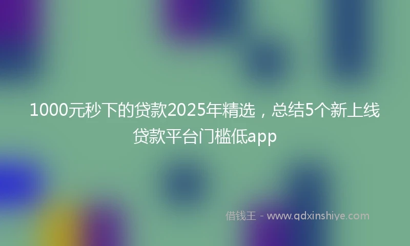 1000元秒下的贷款2025年精选，总结5个新上线贷款平台门槛低app