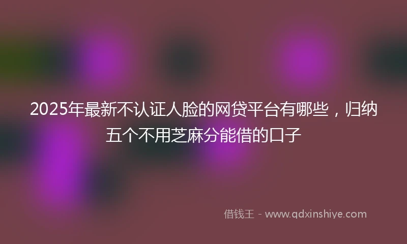 2025年最新不认证人脸的网贷平台有哪些，归纳五个不用芝麻分能借的口子