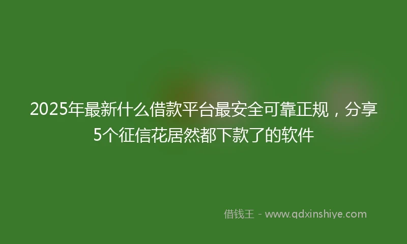 2025年最新什么借款平台最安全可靠正规，分享5个征信花居然都下款了的软件