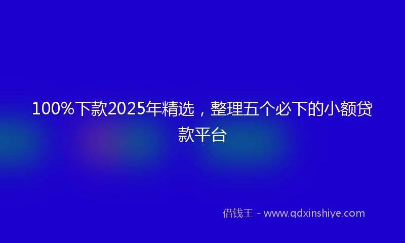 100%下款2025年精选，整理五个必下的小额贷款平台