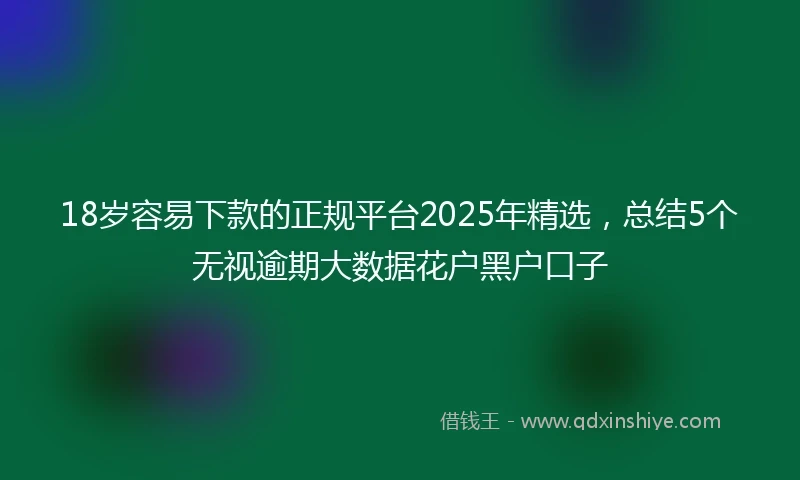 18岁容易下款的正规平台2025年精选，总结5个无视逾期大数据花户黑户口子