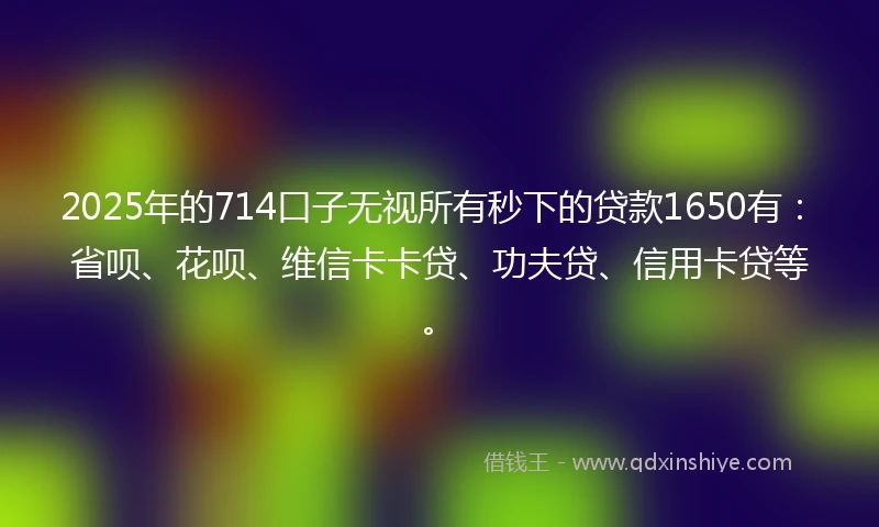2025年的714口子无视所有秒下的贷款1650有：省呗、花呗、维信卡卡贷、功夫贷、信用卡贷等。