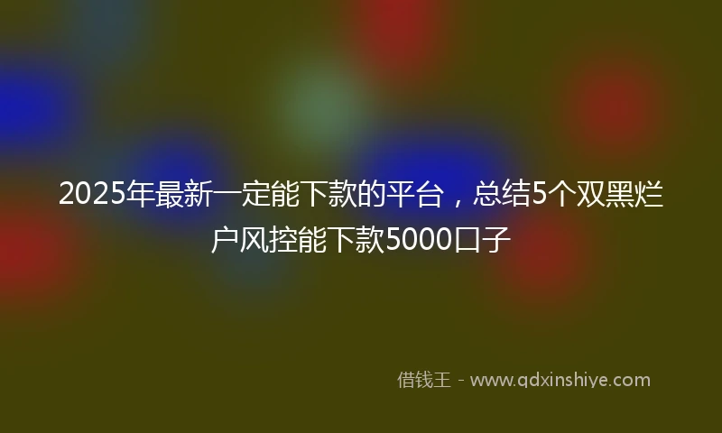 2025年最新一定能下款的平台，总结5个双黑烂户风控能下款5000口子