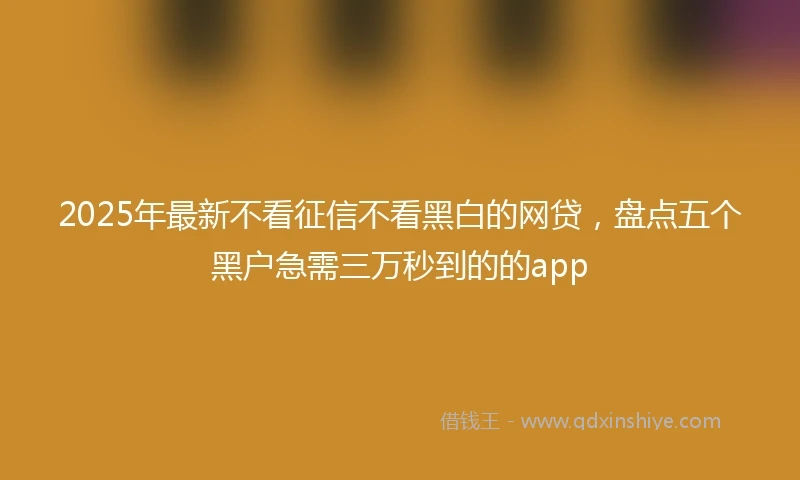 2025年最新不看征信不看黑白的网贷，盘点五个黑户急需三万秒到的的app