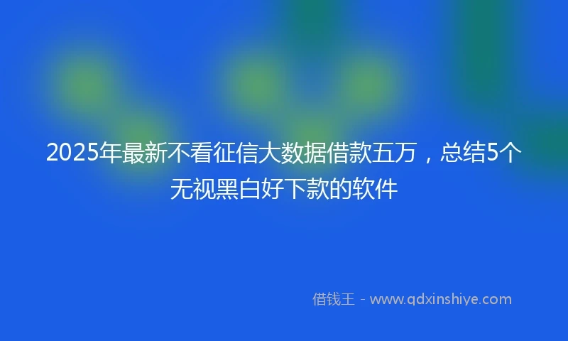 2025年最新不看征信大数据借款五万，总结5个无视黑白好下款的软件