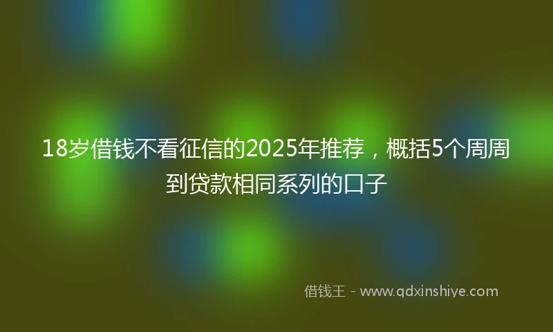 18岁借钱不看征信的2025年推荐，概括5个周周到贷款相同系列的口子