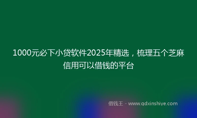 1000元必下小贷软件2025年精选，梳理五个芝麻信用可以借钱的平台