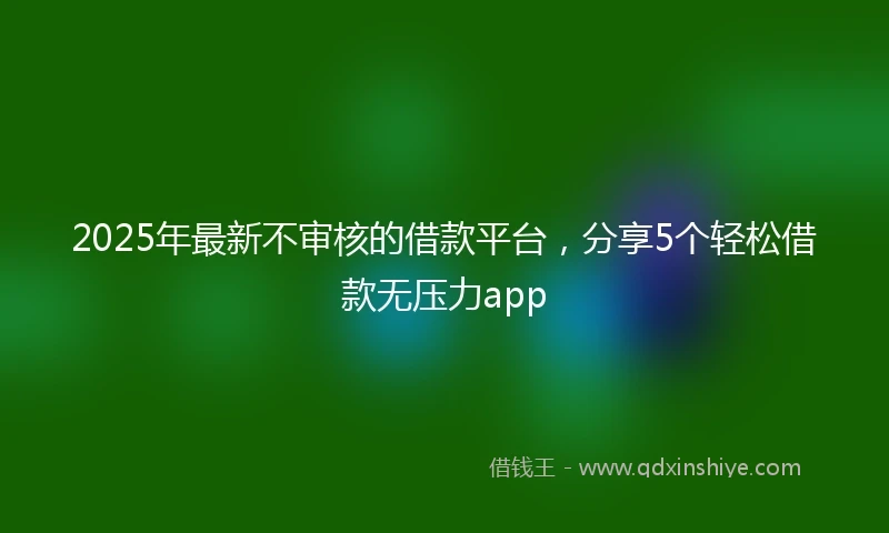 2025年最新不审核的借款平台，分享5个轻松借款无压力app