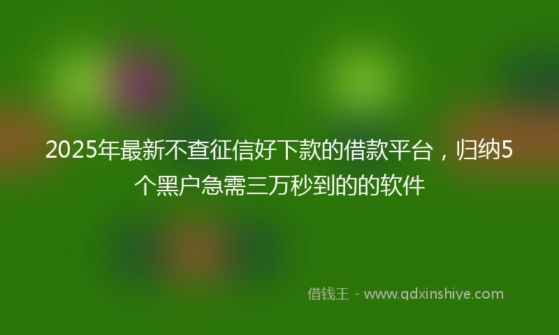2025年最新不查征信好下款的借款平台，归纳5个黑户急需三万秒到的的软件