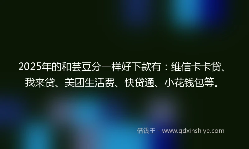 2025年的和芸豆分一样好下款有：维信卡卡贷、我来贷、美团生活费、快贷通、小花钱包等。