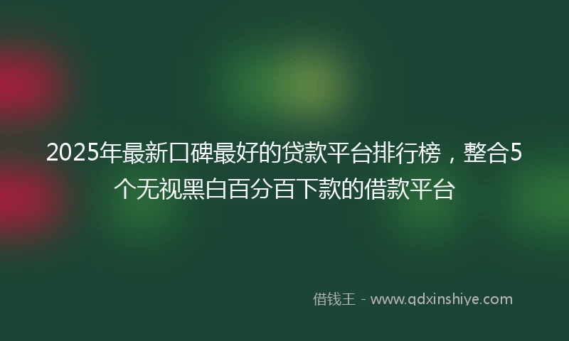 2025年最新口碑最好的贷款平台排行榜，整合5个无视黑白百分百下款的借款平台