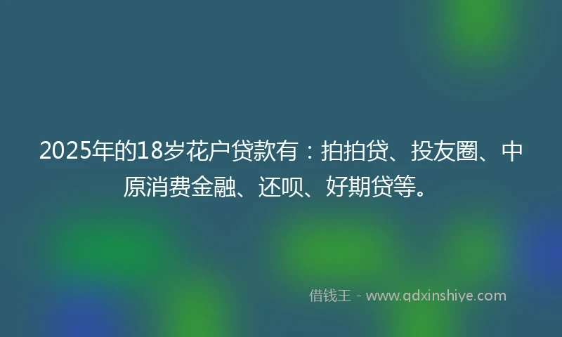 2025年的18岁花户贷款有：拍拍贷、投友圈、中原消费金融、还呗、好期贷等。