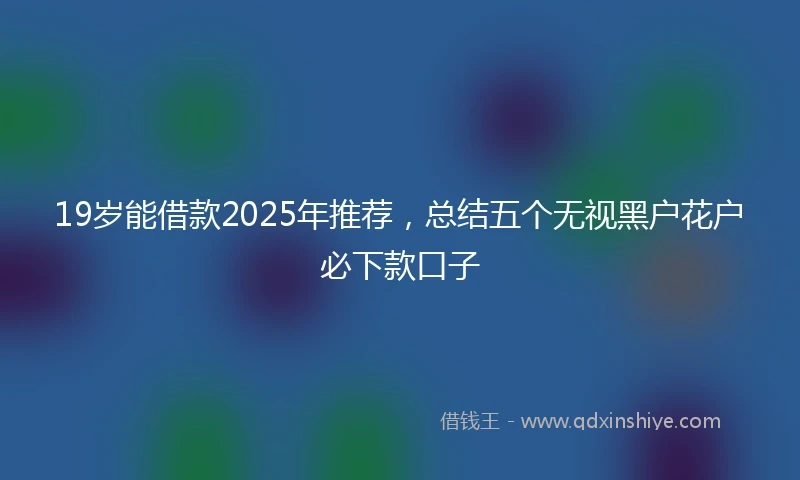 19岁能借款2025年推荐，总结五个无视黑户花户必下款口子