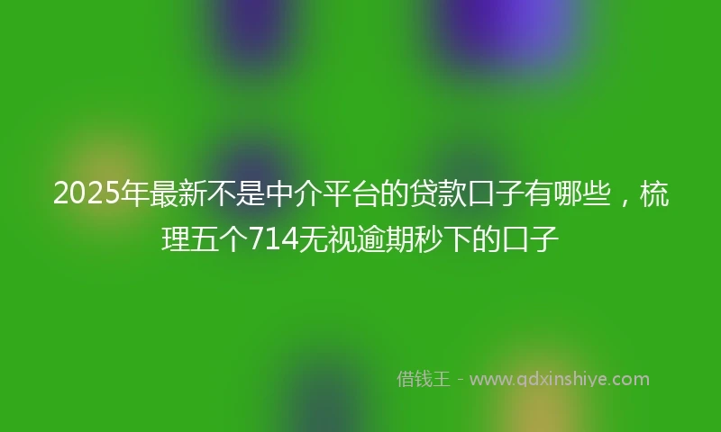 2025年最新不是中介平台的贷款口子有哪些，梳理五个714无视逾期秒下的口子