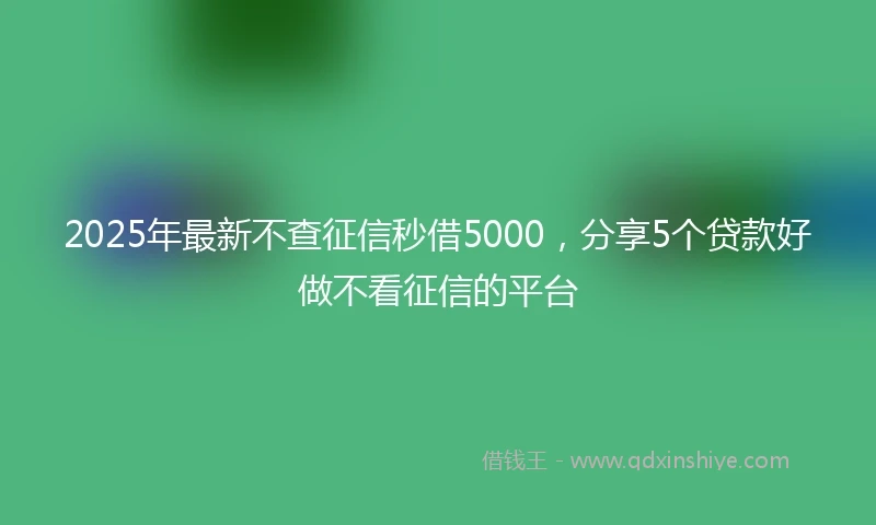 2025年最新不查征信秒借5000，分享5个贷款好做不看征信的平台