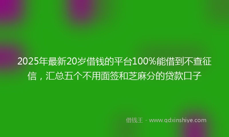 2025年最新20岁借钱的平台100%能借到不查征信，汇总五个不用面签和芝麻分的贷款口子