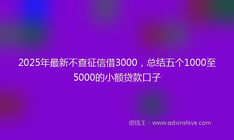 2025年最新不查征信借3000，总结五个1000至5000的小额贷款口子