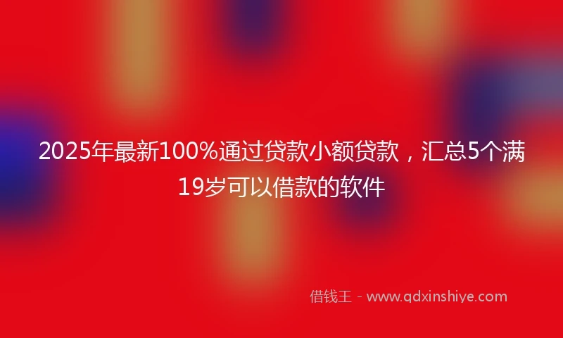 2025年最新100%通过贷款小额贷款，汇总5个满19岁可以借款的软件