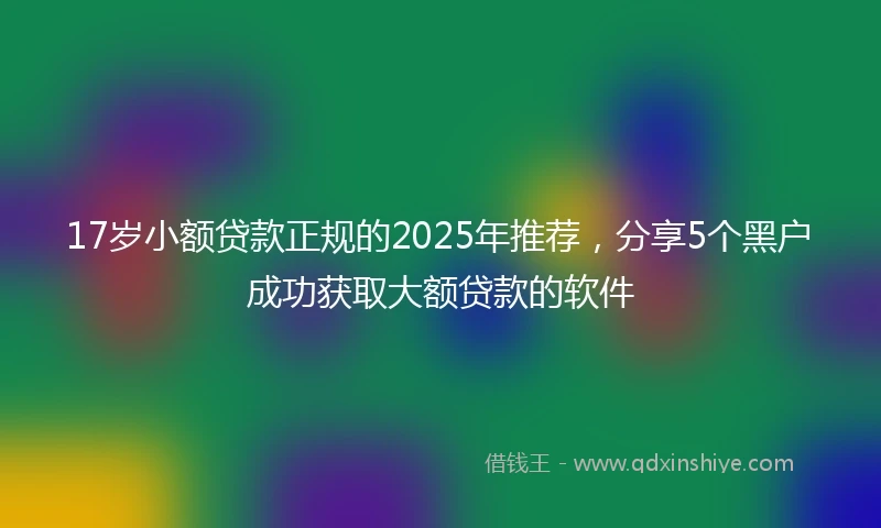 17岁小额贷款正规的2025年推荐，分享5个黑户成功获取大额贷款的软件