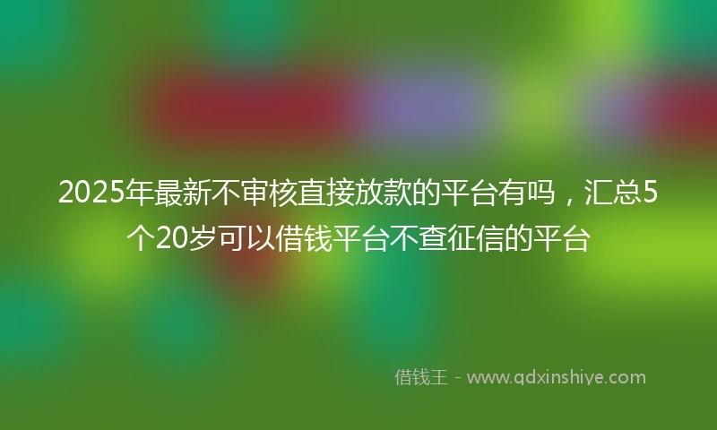 2025年最新不审核直接放款的平台有吗，汇总5个20岁可以借钱平台不查征信的平台