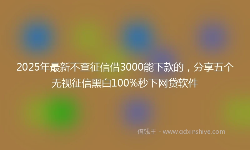 2025年最新不查征信借3000能下款的，分享五个无视征信黑白100%秒下网贷软件
