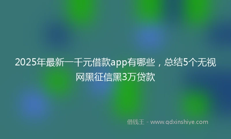 2025年最新一千元借款app有哪些，总结5个无视网黑征信黑3万贷款