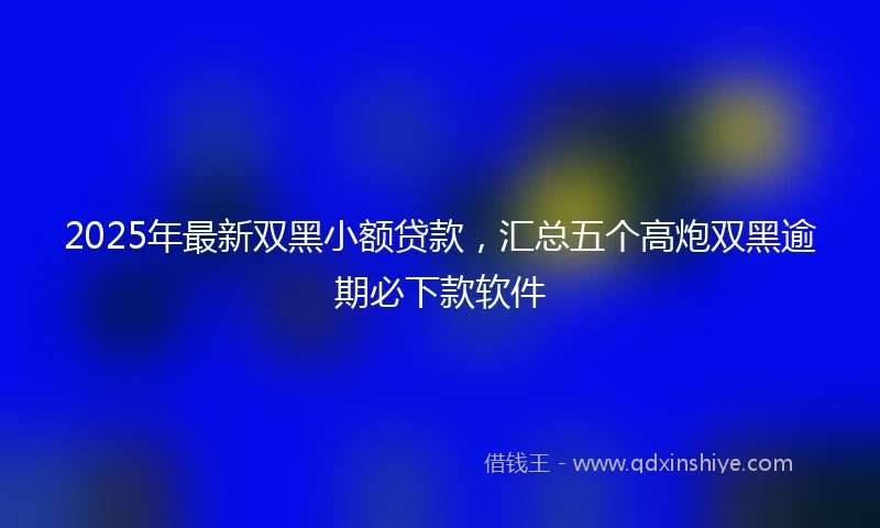 2025年最新双黑小额贷款，汇总五个高炮双黑逾期必下款软件