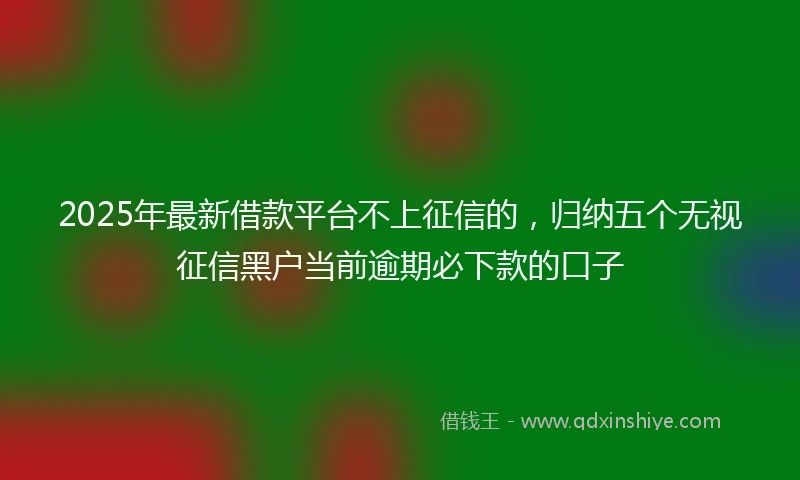 2025年最新借款平台不上征信的，归纳五个无视征信黑户当前逾期必下款的口子