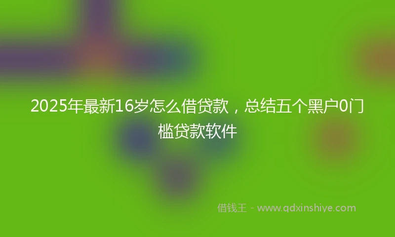 2025年最新16岁怎么借贷款，总结五个黑户0门槛贷款软件