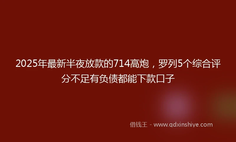 2025年最新半夜放款的714高炮，罗列5个综合评分不足有负债都能下款口子