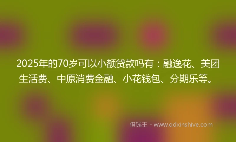 2025年的70岁可以小额贷款吗有：融逸花、美团生活费、中原消费金融、小花钱包、分期乐等。