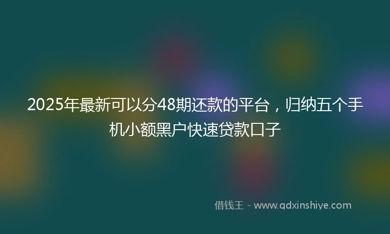 2025年最新可以分48期还款的平台，归纳五个手机小额黑户快速贷款口子