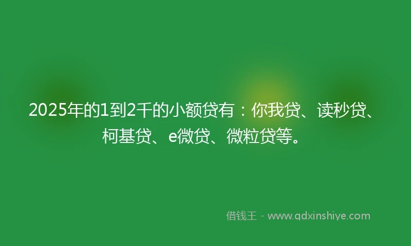 2025年的1到2千的小额贷有：你我贷、读秒贷、柯基贷、e微贷、微粒贷等。