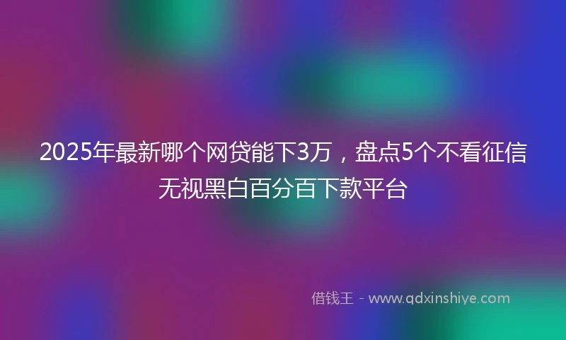 2025年最新哪个网贷能下3万，盘点5个不看征信无视黑白百分百下款平台