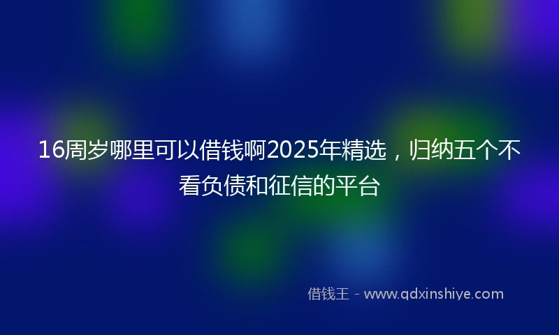 16周岁哪里可以借钱啊2025年精选，归纳五个不看负债和征信的平台