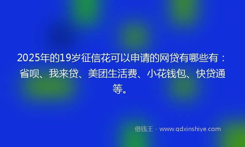 2025年的19岁征信花可以申请的网贷有哪些有：省呗、我来贷、美团生活费、小花钱包、快贷通等。