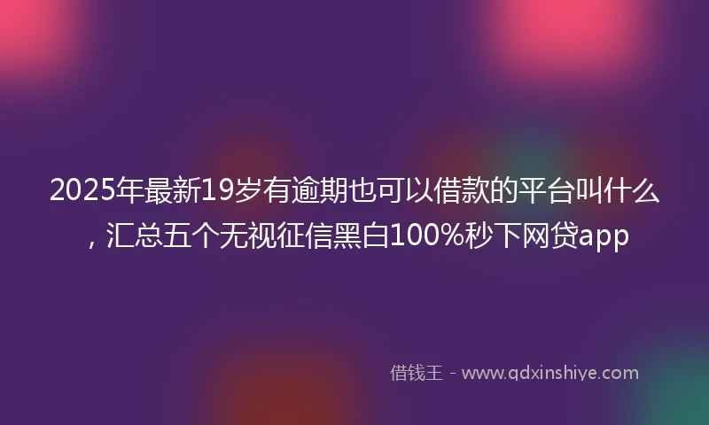 2025年最新19岁有逾期也可以借款的平台叫什么，汇总五个无视征信黑白100%秒下网贷app