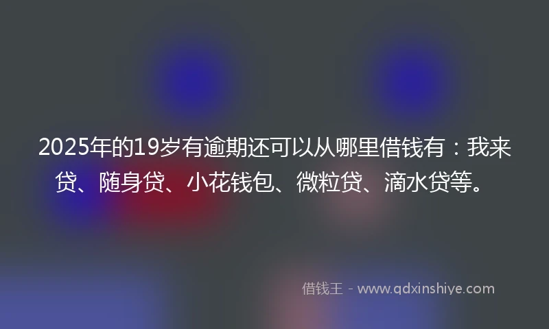 2025年的19岁有逾期还可以从哪里借钱有：我来贷、随身贷、小花钱包、微粒贷、滴水贷等。