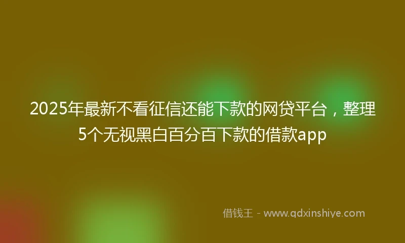 2025年最新不看征信还能下款的网贷平台，整理5个无视黑白百分百下款的借款app