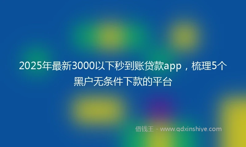 2025年最新3000以下秒到账贷款app，梳理5个黑户无条件下款的平台
