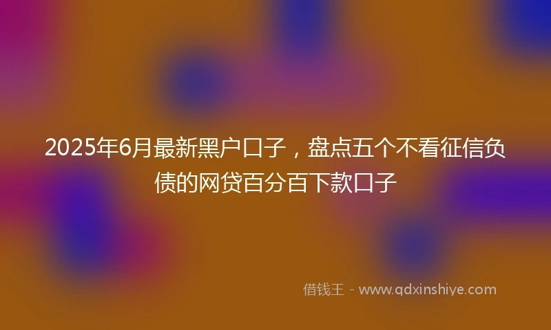 2025年6月最新黑户口子，盘点五个不看征信负债的网贷百分百下款口子