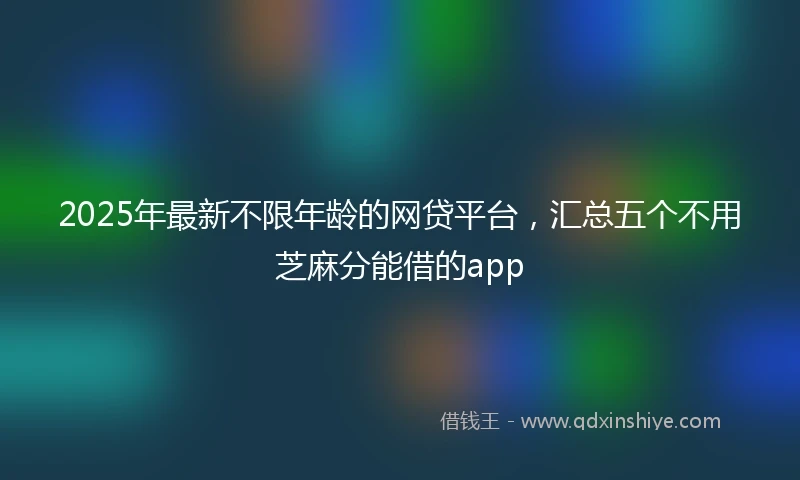 2025年最新不限年龄的网贷平台，汇总五个不用芝麻分能借的app
