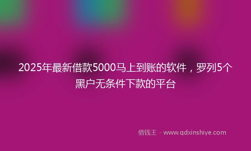 2025年最新借款5000马上到账的软件，罗列5个黑户无条件下款的平台