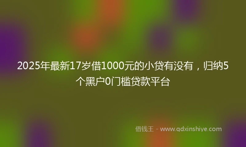 2025年最新17岁借1000元的小贷有没有，归纳5个黑户0门槛贷款平台