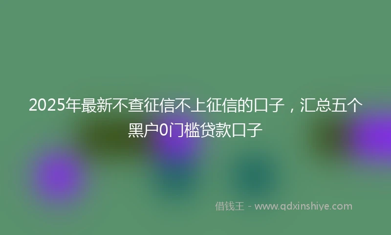 2025年最新不查征信不上征信的口子，汇总五个黑户0门槛贷款口子