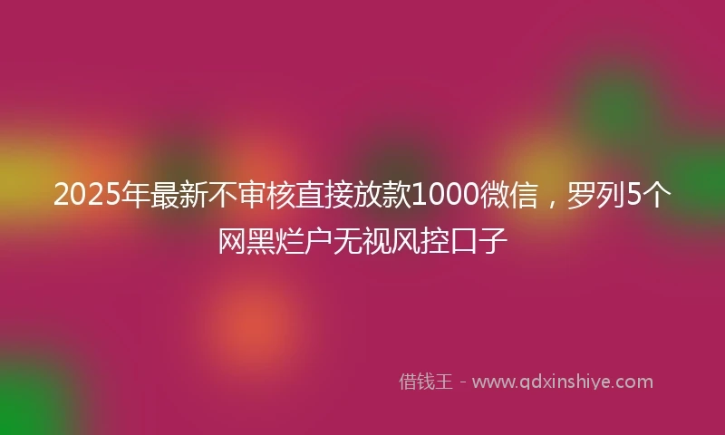 2025年最新不审核直接放款1000微信，罗列5个网黑烂户无视风控口子