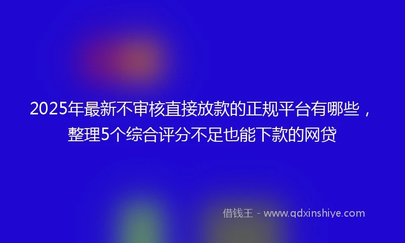 2025年最新不审核直接放款的正规平台有哪些，整理5个综合评分不足也能下款的网贷