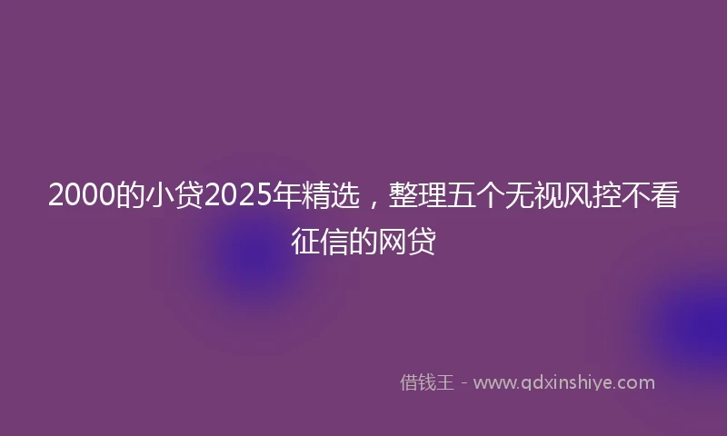 2000的小贷2025年精选，整理五个无视风控不看征信的网贷