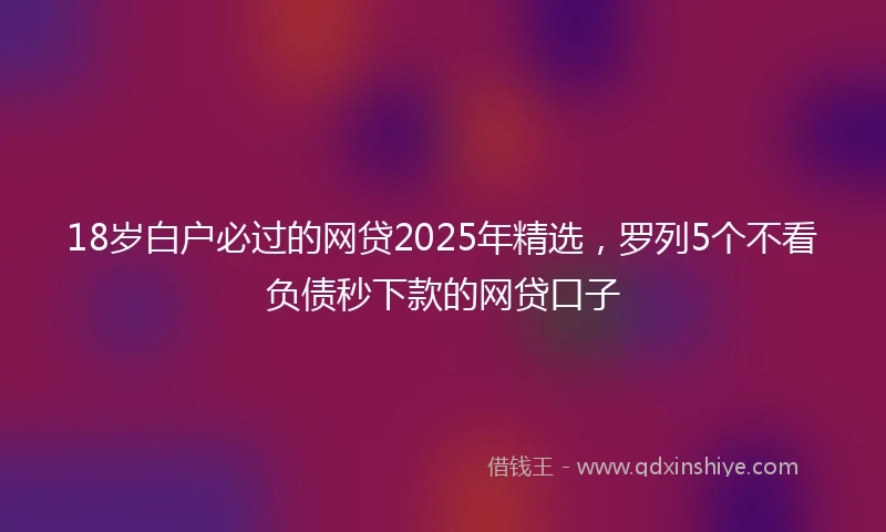18岁白户必过的网贷2025年精选，罗列5个不看负债秒下款的网贷口子